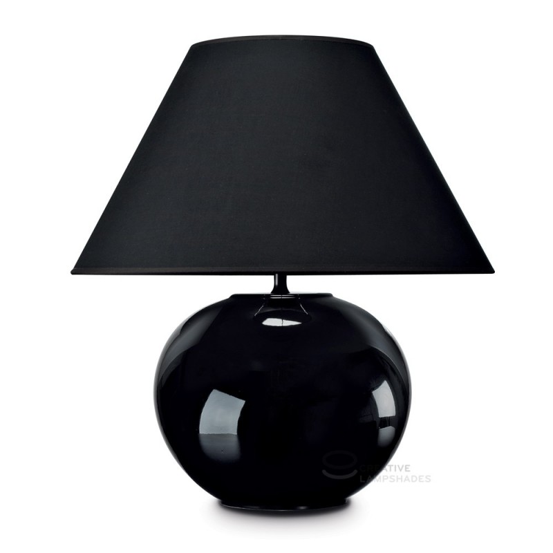 Sphere base table-lamp in black ceramic 